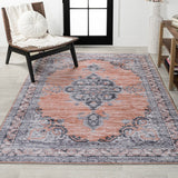 Wincer Chenille Cottage Medallion Machine-washable Area Rug