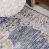Wincer Chenille Cottage Medallion Machine-washable Area Rug