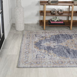 Wincer Chenille Cottage Medallion Machine-washable Area Rug