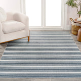 Fawning Two-tone Striped Classic Low-pile Machine-washable Area Rug