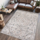 Edith Distressed Medallion Low-Pile Machine-Washable Area Rug