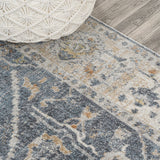 Brandy Rustic Border Low-Pile Machine-Washable Area Rug