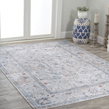 Brandy Rustic Border Low-Pile Machine-Washable Area Rug