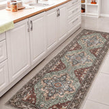 Superbia Boho Medallion Border Non-slip Machine-washable Area Rug