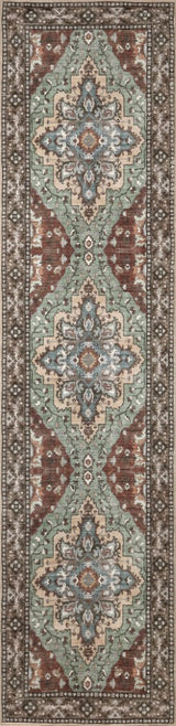Superbia Boho Medallion Border Non-slip Machine-washable Area Rug