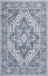 Superbia Boho Medallion Border Non-slip Machine-washable Area Rug