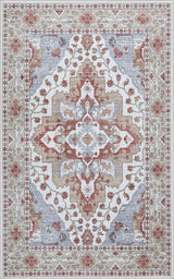 Superbia Boho Medallion Border Non-slip Machine-washable Area Rug