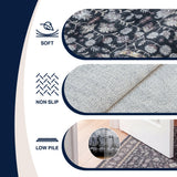 Subtlety Medallion All-over Floral Border Non-slip Machine-washable Area Rug