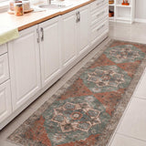Sersi Ornate Large Medallion Border Non-slip Machine-washable Area Rug