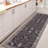 Sersi Ornate Large Medallion Border Non-slip Machine-washable Area Rug