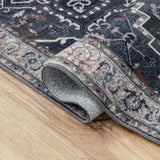 Sersi Ornate Large Medallion Border Non-slip Machine-washable Area Rug