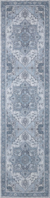 Sersi Ornate Large Medallion Border Non-slip Machine-washable Area Rug