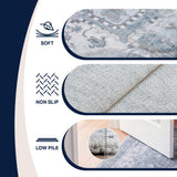 Sersi Ornate Large Medallion Border Non-slip Machine-washable Area Rug