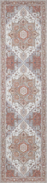 Sersi Ornate Large Medallion Border Non-slip Machine-washable Area Rug