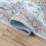 Sersi Ornate Large Medallion Border Non-slip Machine-washable Area Rug