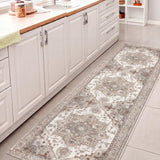 Sersi Ornate Large Medallion Border Non-slip Machine-washable Area Rug