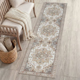 Sersi Ornate Large Medallion Border Non-slip Machine-washable Area Rug