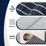 Orton Distressed Ticking Stripe Non-slip Machine-washable Area Rug