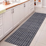 Orton Distressed Ticking Stripe Non-slip Machine-washable Area Rug
