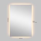 Nora Rectangular Frameless Anti-Fog Aluminum Back-lit Tri-color LED Bathroom Vanity Mirror with Smart Touch Control - JONATHAN Y