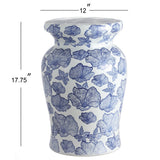 Poppies 17.7" Ceramic Garden Stool - JONATHAN Y