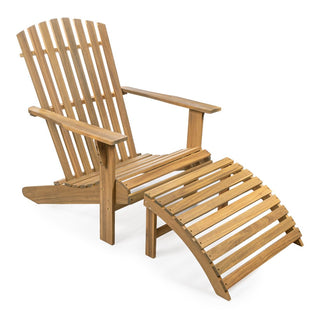Saranac 2-Piece Traditional Rustic Acacia Wood Adirondack Chair with Detachable Ottoman - JONATHAN Y