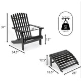Saranac 2-Piece Traditional Rustic Acacia Wood Adirondack Chair with Detachable Ottoman - JONATHAN Y