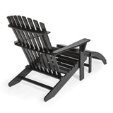 Saranac 2-Piece Traditional Rustic Acacia Wood Adirondack Chair with Detachable Ottoman - JONATHAN Y
