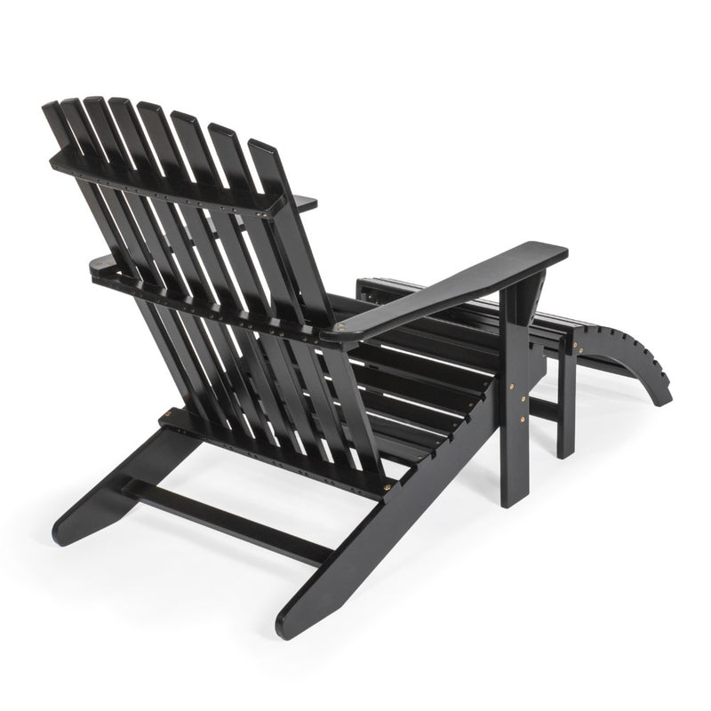 Saranac 2-Piece Traditional Rustic Acacia Wood Adirondack Chair with Detachable Ottoman - JONATHAN Y
