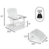 Saranac 2-Piece Traditional Rustic Acacia Wood Adirondack Chair with Detachable Ottoman - JONATHAN Y