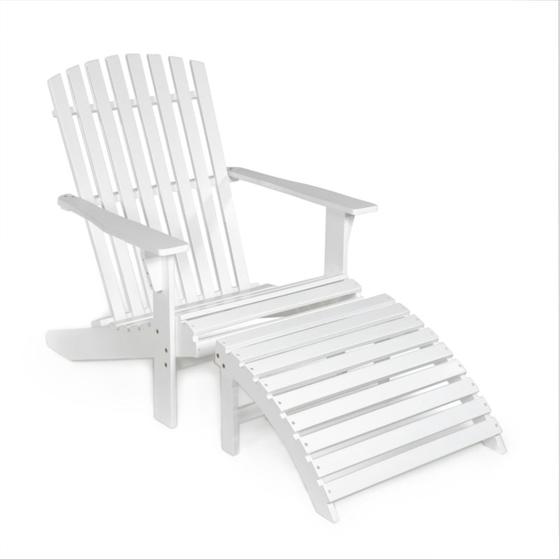 Saranac 2-Piece Traditional Rustic Acacia Wood Adirondack Chair with Detachable Ottoman - JONATHAN Y