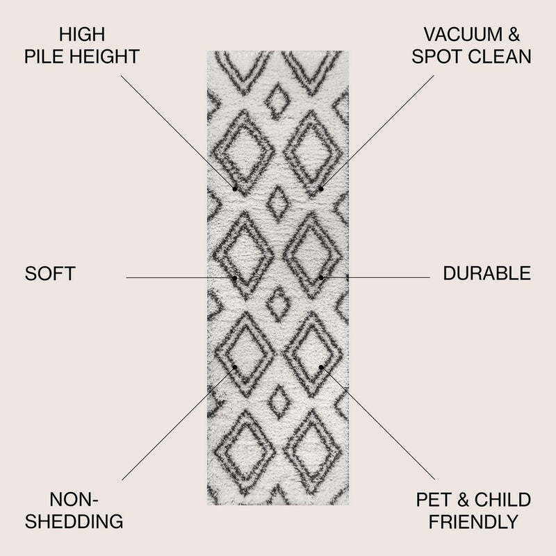 Beni Moroccan Style Diamond Shag Area Rug