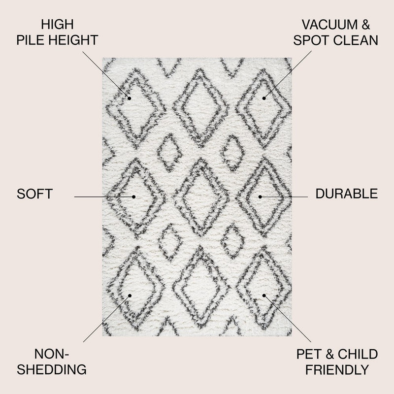 Beni Moroccan Style Diamond Shag Area Rug