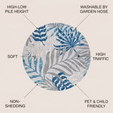 Tropics Palm Leaves Indoor/outdoor Area Rug Gray/Blue / Round / 5'3" Round – ICONS