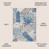Tropics Palm Leaves Indoor/outdoor Area Rug Gray/Blue / Square / 5'3" Square – ICONS