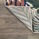 Tropics Palm Leaves Indoor/outdoor Area Rug Dark Blue/Multi / Runner / 2'3" X 8' – BACK