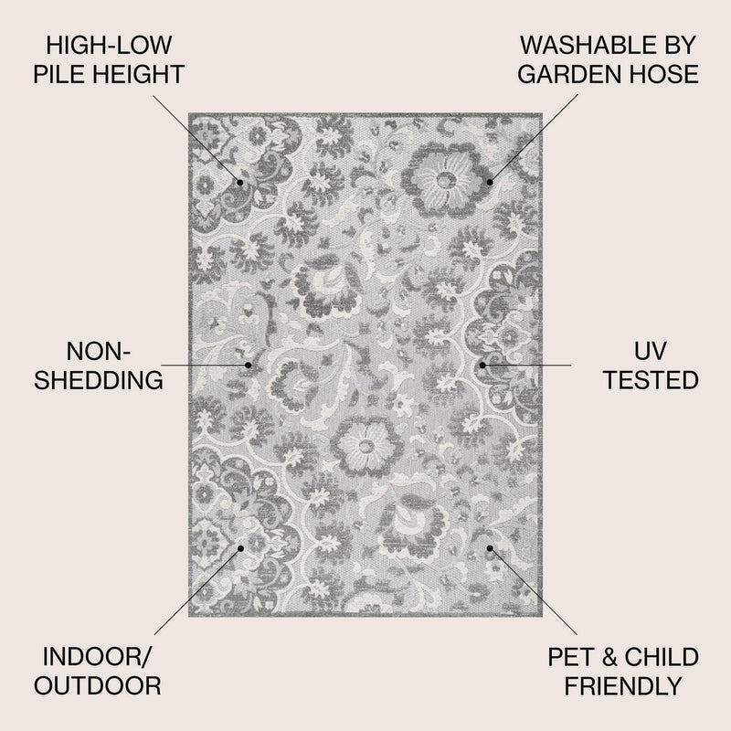Lucena Modern Medallion High-low Indoor/outdoor Area Rug