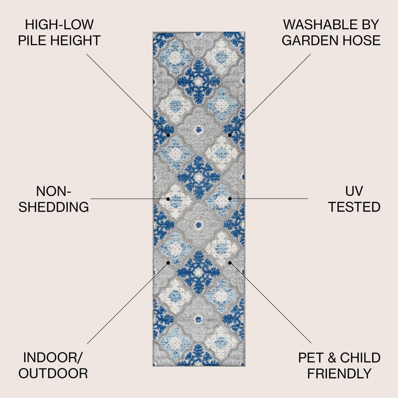 Cassis Ornate Ogee Trellis High-low Indoor/outdoor Area Rug