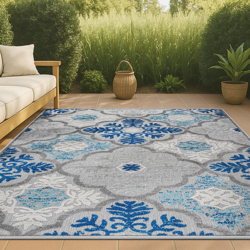 Cassis Ornate Ogee Trellis High-low Indoor/outdoor Area Rug