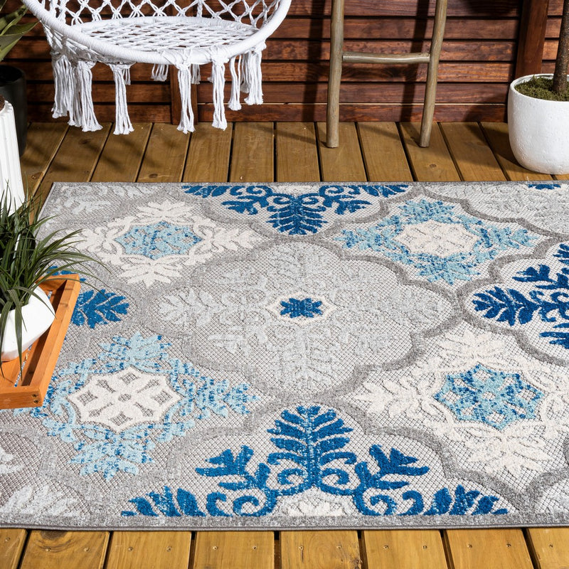 Cassis Ornate Ogee Trellis High-low Indoor/outdoor Area Rug