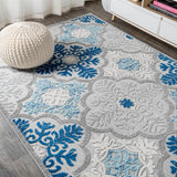 Cassis Ornate Ogee Trellis High-low Indoor/outdoor Area Rug