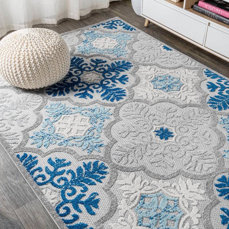 Cassis Ornate Ogee Trellis High-low Indoor/outdoor Area Rug