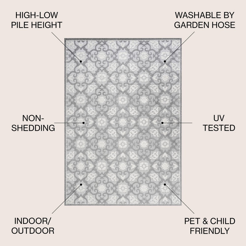 Gallia Tile Trellis High-low Indoor/outdoor Area Rug