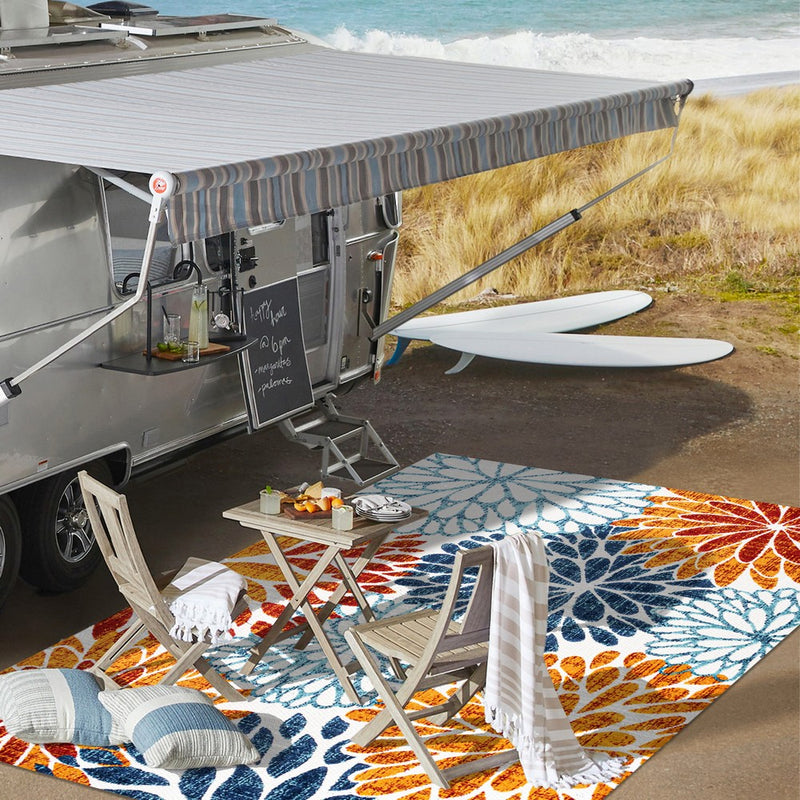 Crisantemo Floral High-low Indoor/outdoor Area Rug