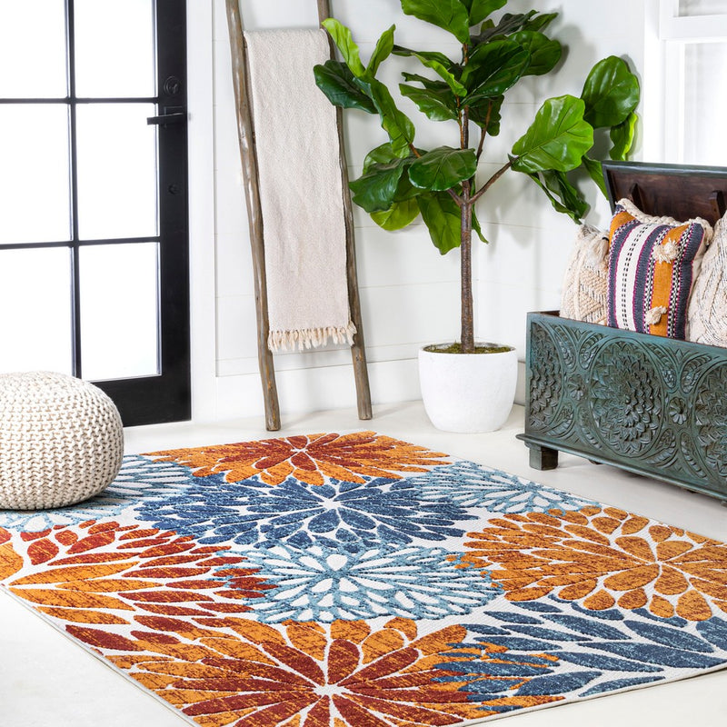 Crisantemo Floral High-low Indoor/outdoor Area Rug