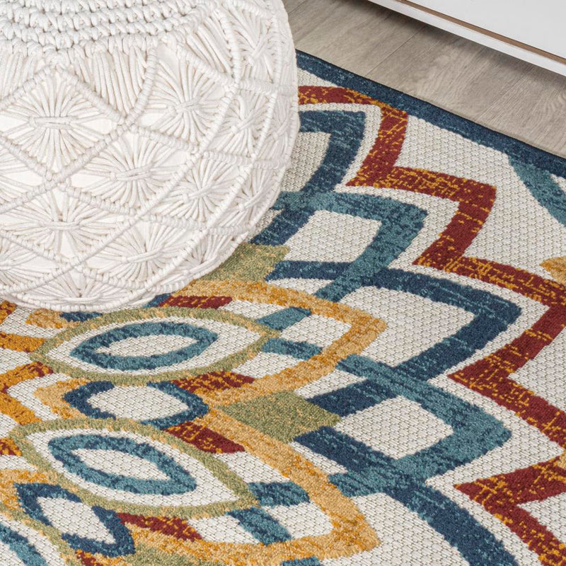 Flora Abstract Bold Mandala High-low Indoor/outdoor Area Rug