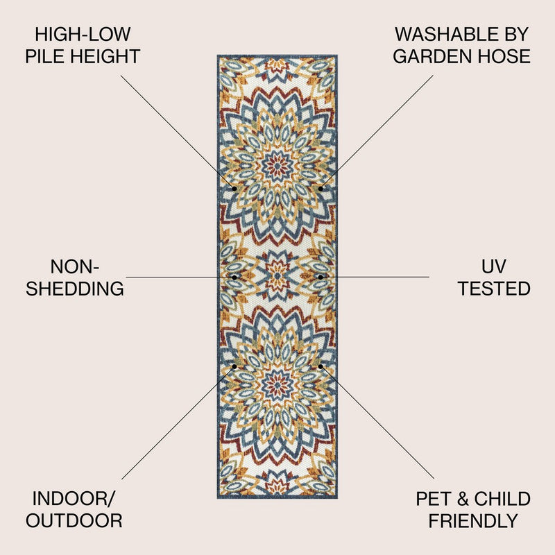 Flora Abstract Bold Mandala High-low Indoor/outdoor Area Rug