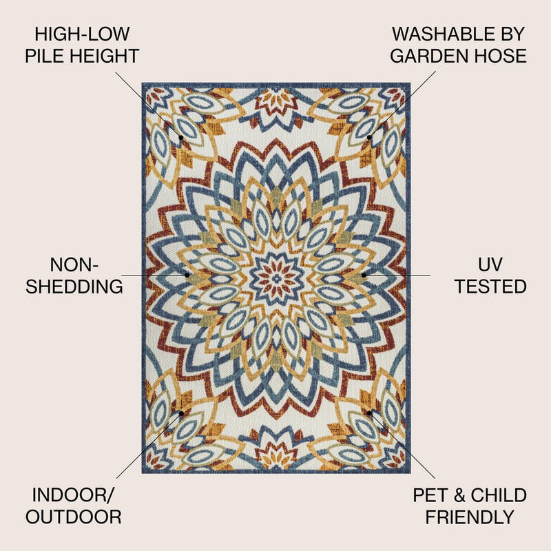 Flora Abstract Bold Mandala High-low Indoor/outdoor Area Rug
