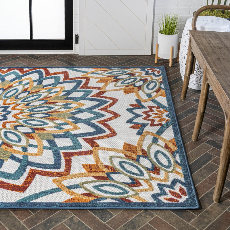 Flora Abstract Bold Mandala High-low Indoor/outdoor Area Rug