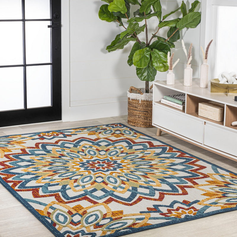 Flora Abstract Bold Mandala High-low Indoor/outdoor Area Rug